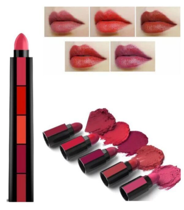 5 In 1 Matte Lipsticks Red Brown Nude Pink Maroon Waterproof Long Lasting Creamymatte Lipsticks